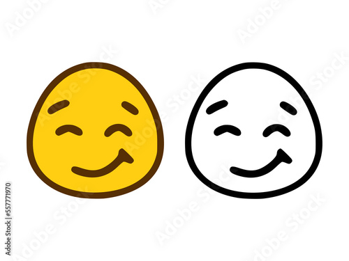 Cute happy face emoticon in two style isolated on white background.