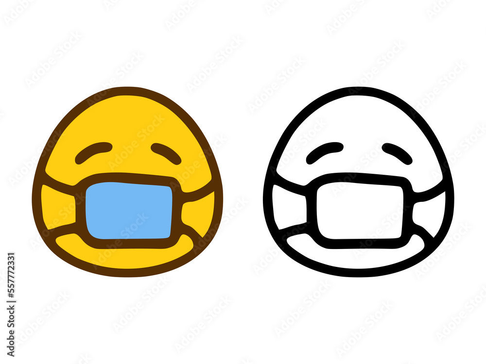 Face with Medical Mask in two style isolated on white background. Face with Medical Mask in two style isolated on white background.