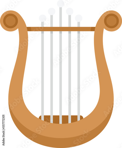 Greek harp icon flat vector. Lyre music. Lyra instrument isolated photo