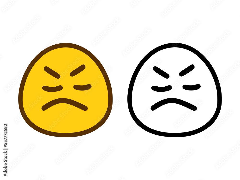 Angry emoticon in two style isolated on white background. Angry emoticon in two style isolated on white background.