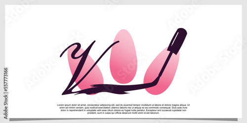 nail polish logo design with letter  concept