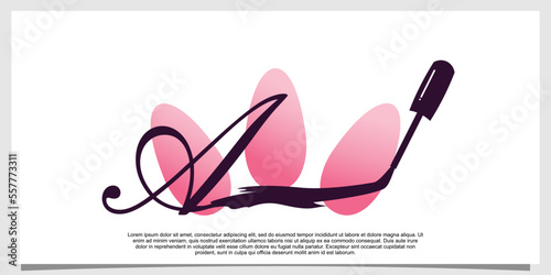nail polish logo design with letter  concept