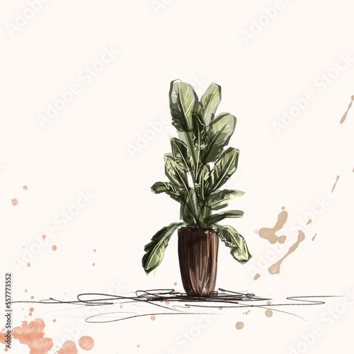 Watercolor abstract plants and flowers background. Organic wallpaper