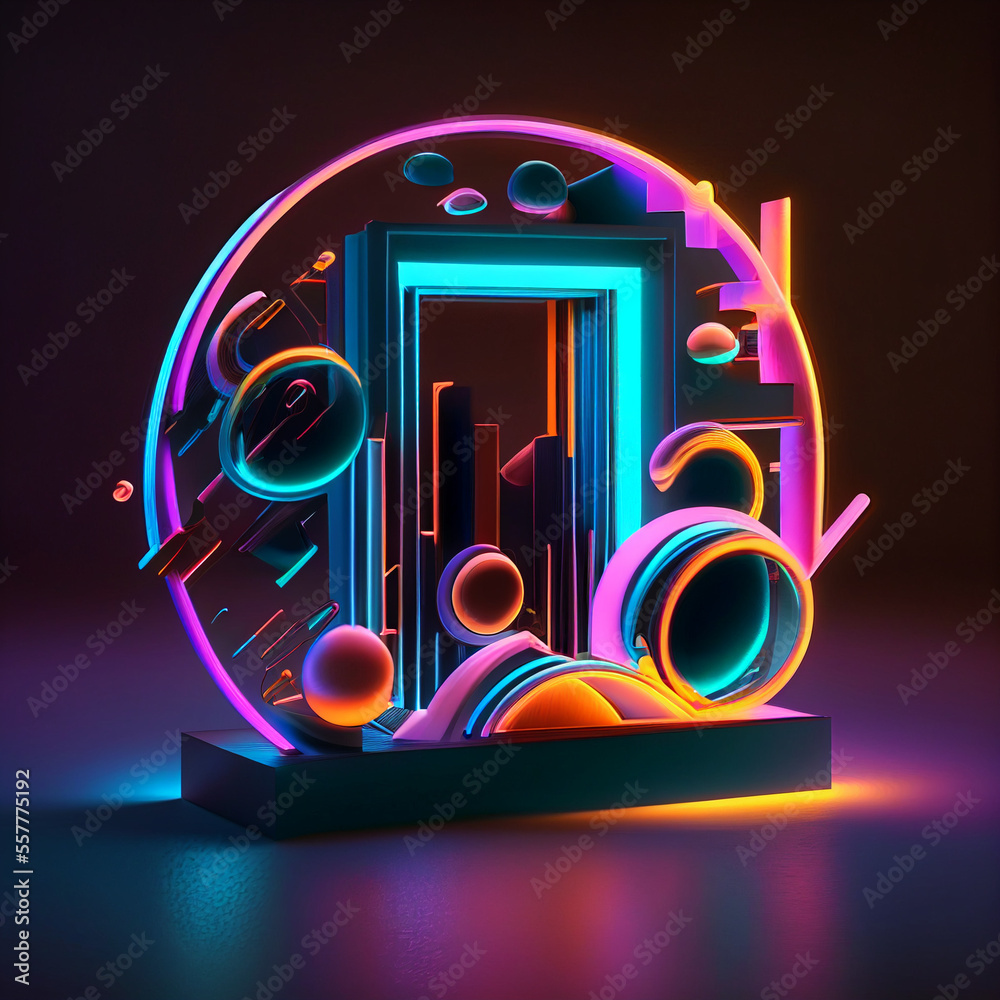 Abstract , minimalistic 3D render of neon background  (ai generated)