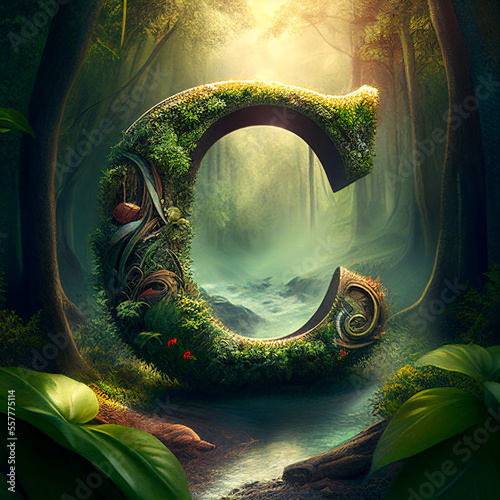 the letter C in a fantasy style in a fantasy forest (ai generated)