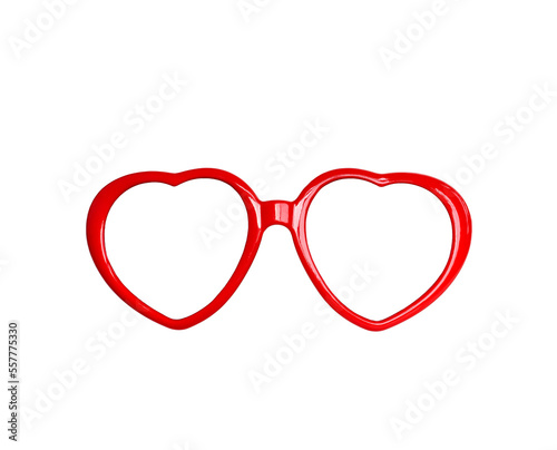 Red heart eye glasses isolated cutout