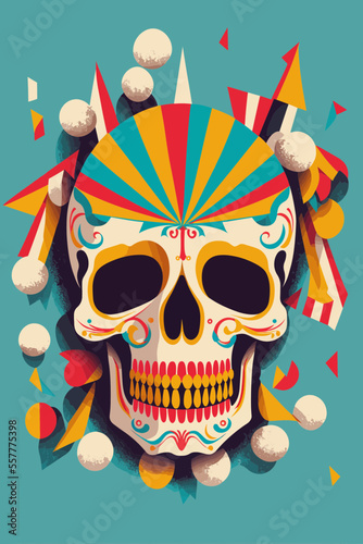 A colorful carnival skull to celebrate the dead