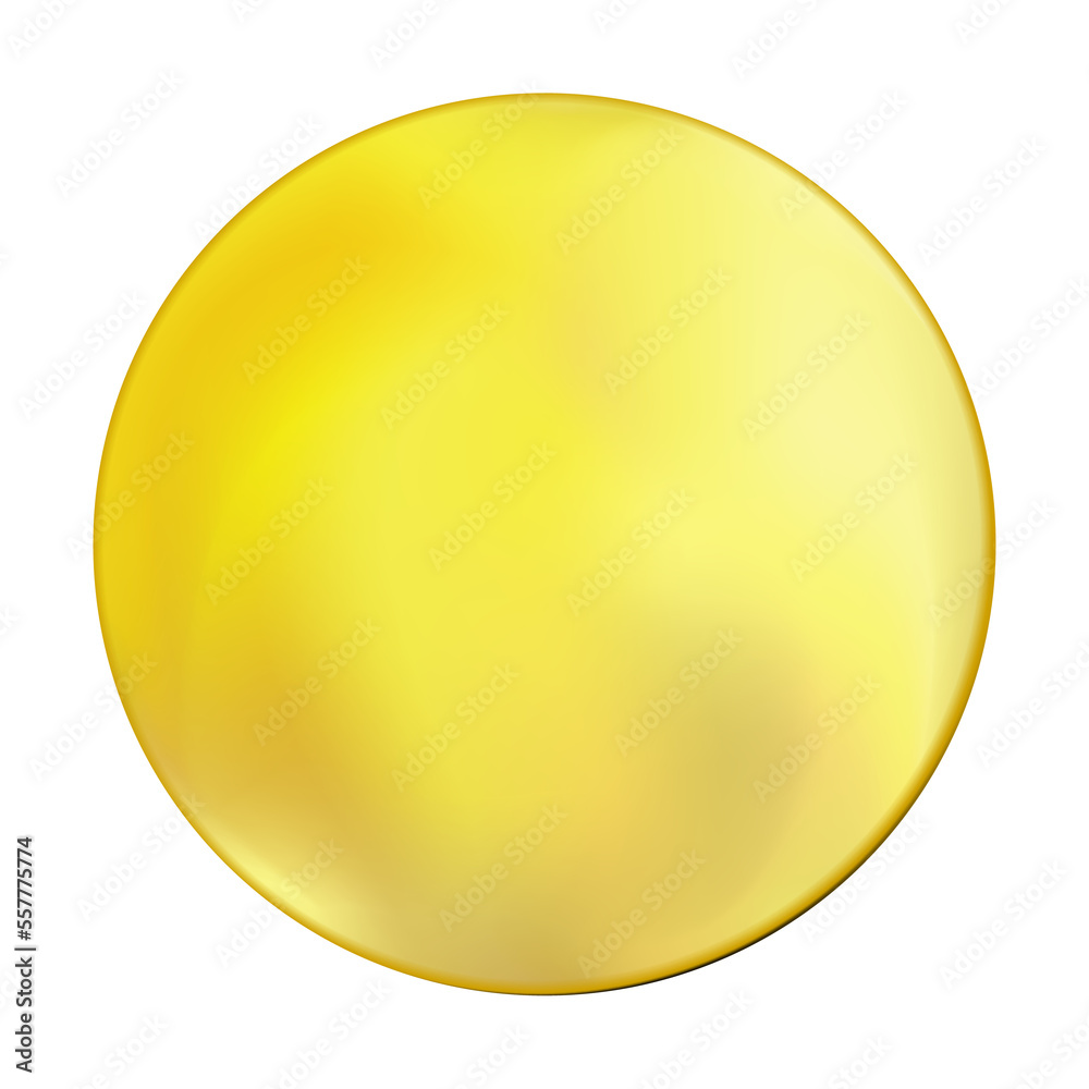 Realistic round golden plate isolated. Gold circle frame. Metal painted or plastic mockup. png