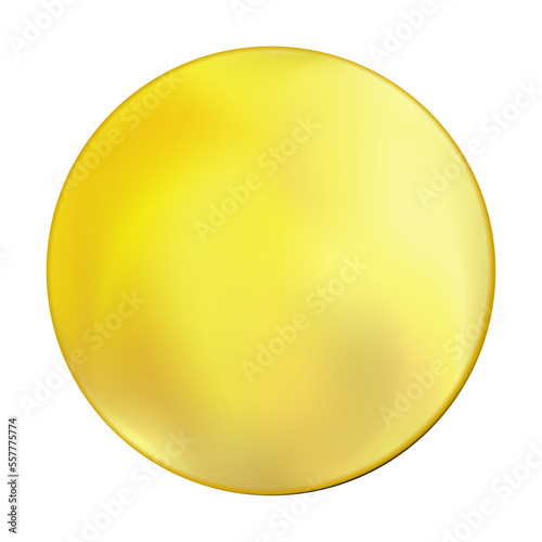 Realistic round golden plate isolated. Gold circle frame. Metal painted or plastic mockup. png