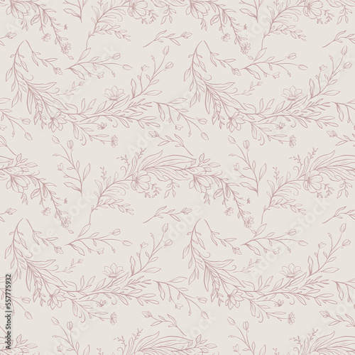 Seamless pattern with floral ornaments. Vector hand drawn illustrations 