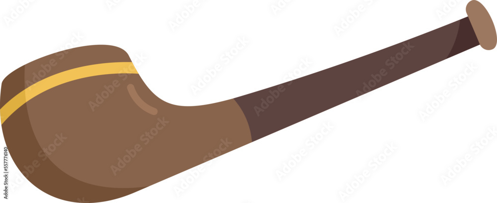 Smoke pipe icon flat vector. Old wood. Cigar tobacco isolated Smoke pipe icon flat vector. Old wood. Cigar tobacco isolated