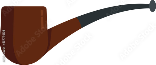 Smoking pipe icon flat vector. Smoke tobacco. Old wood isolated