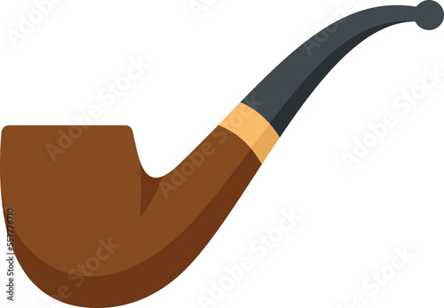 Classic smoke pipe icon flat vector. Old smoker. Cigar dad isolated