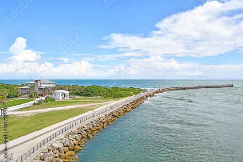 Walkway leading to fishing pier at Sebastian Inlet in Brevard County on Florida's Space Coast