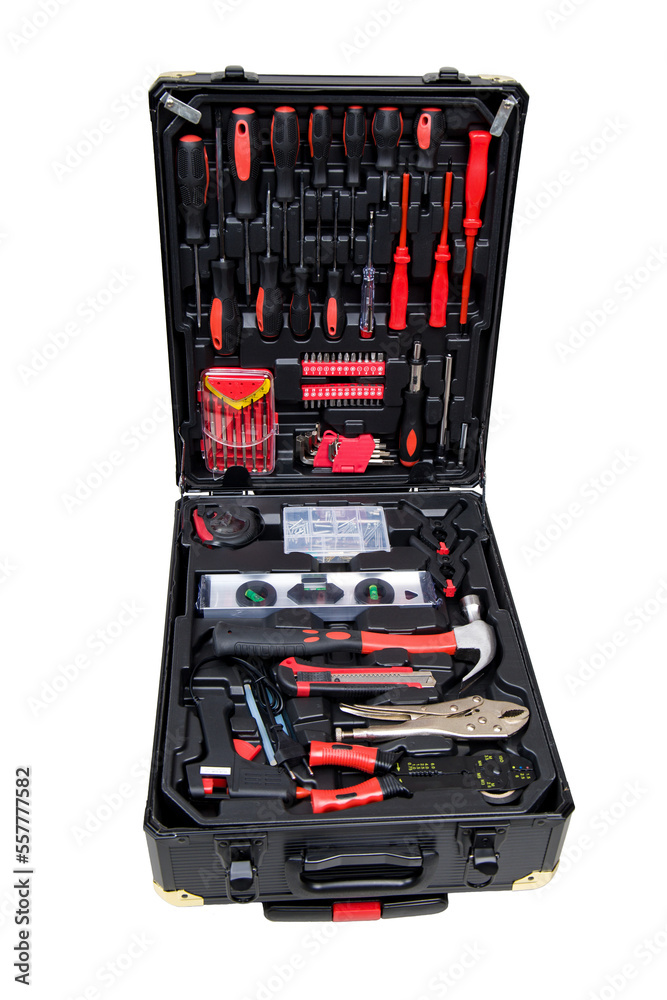 A set of tools. Isolated on white. Selective focus A set of tools. Isolated on white. Selective focus