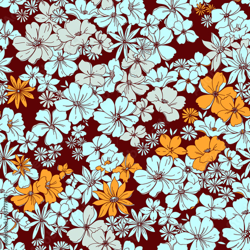 Modern exotic floral jungle pattern. Collage contemporary seamless pattern. Hand drawn cartoon style pattern.
