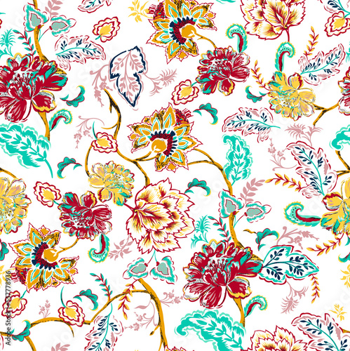 Floral seamless pattern with paisley ornament
 photo