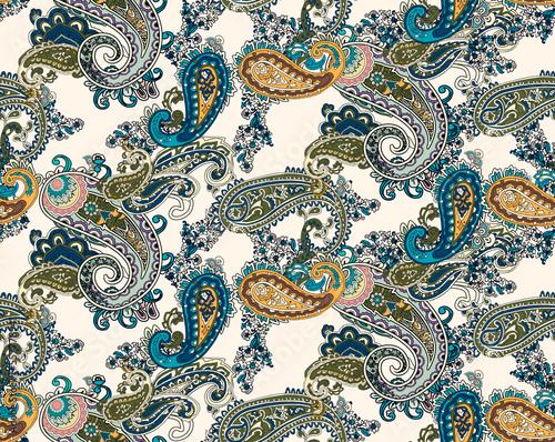Floral seamless pattern with paisley ornament
