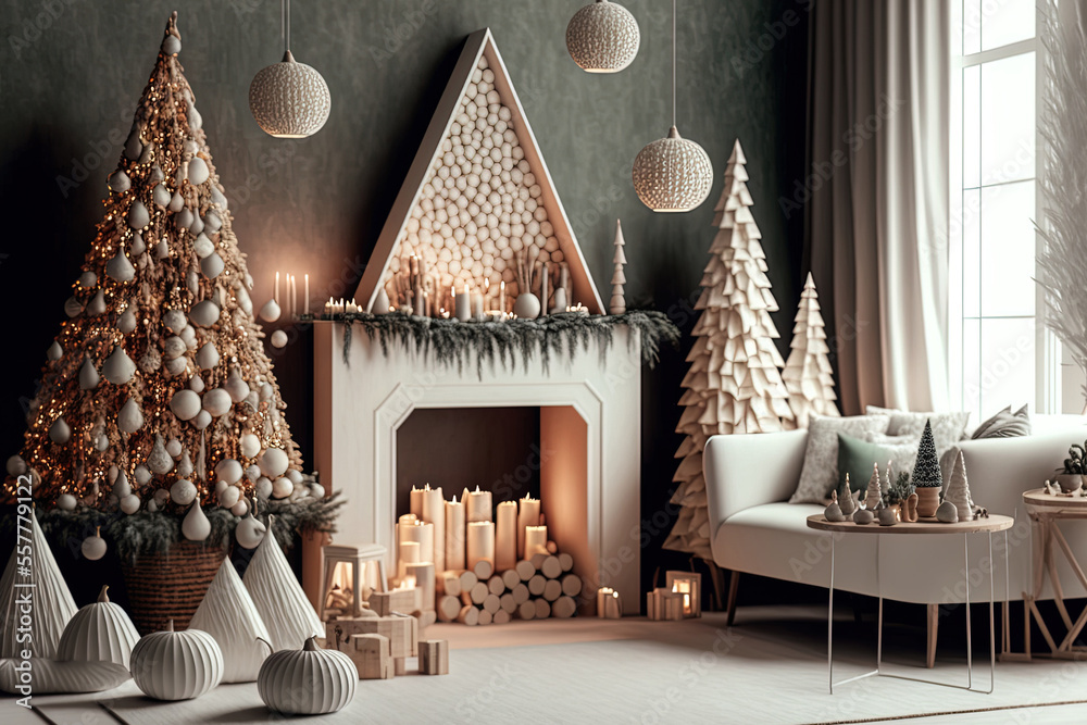 Interior design for a Christmas room including a light up Christmas ...