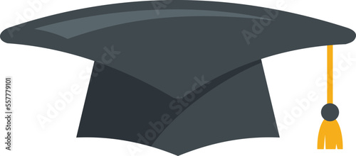 School graduation hat icon flat vector. Academy student. Academic cap isolated