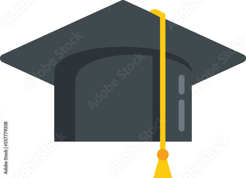 Graduate cap icon flat vector. Diploma hat. University student isolated