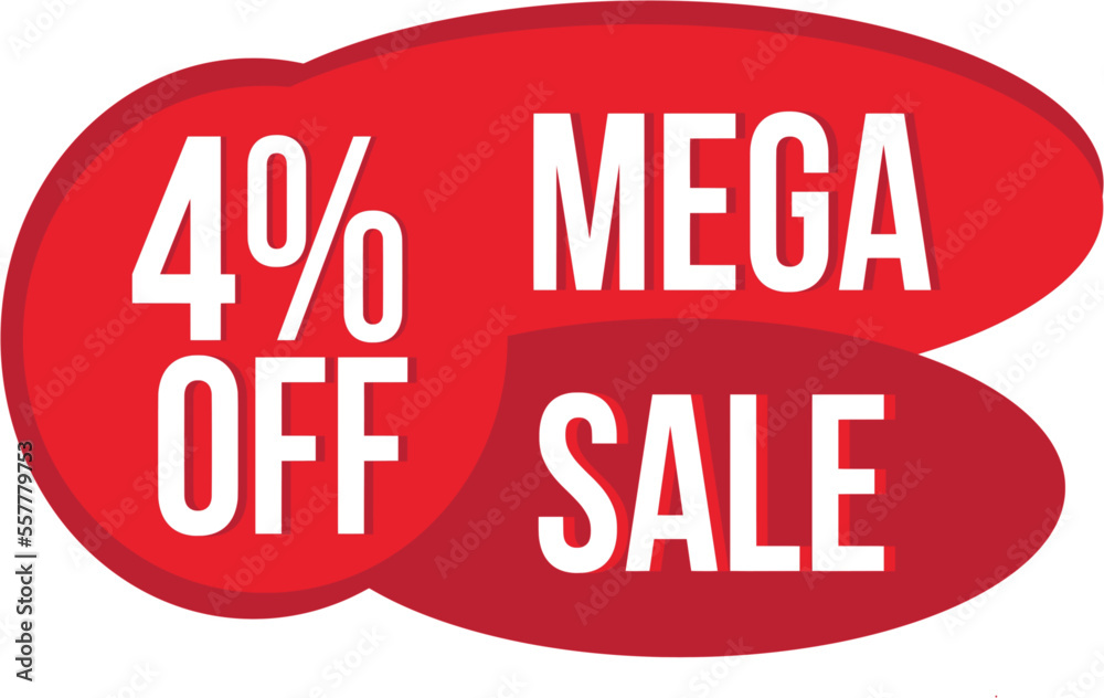 Mega Sale banner design template, Post for descount Instagram, Facebook and others. Ideal for bussinesses. 4% OFF.