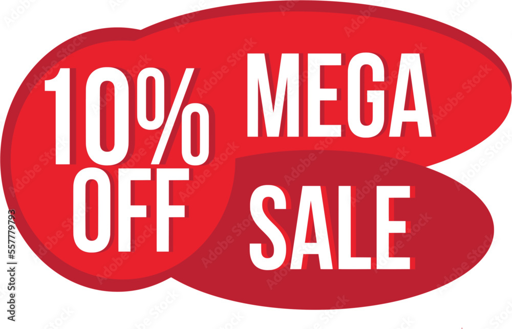 Mega Sale banner design template, Post for descount Instagram, Facebook and others. Ideal for bussinesses. 10% OFF.