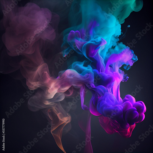 Abstract colorful smoke on black background, generative ai