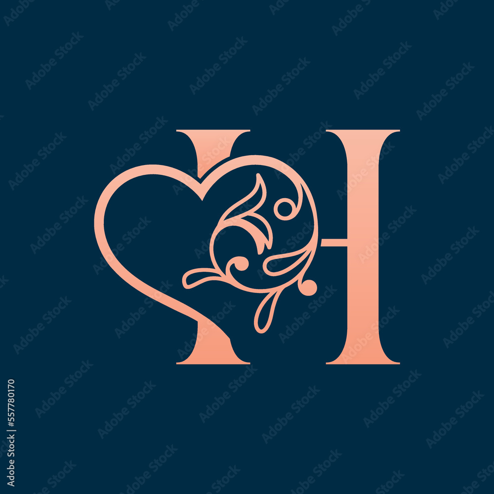 HEART ROSE GOLD BEAUTY LETTER H HEART ROSE GOLD BEAUTY LETTER H
