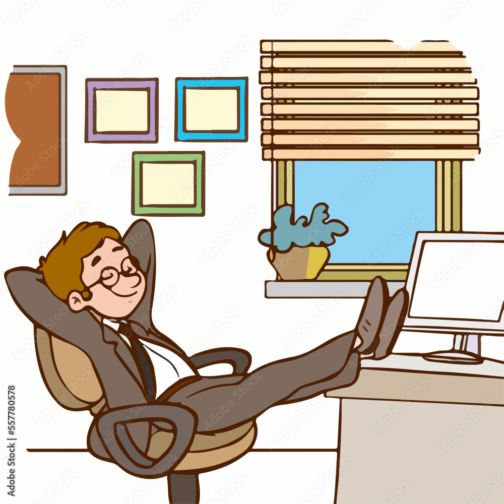 lazy office worker cartoon vector illustration