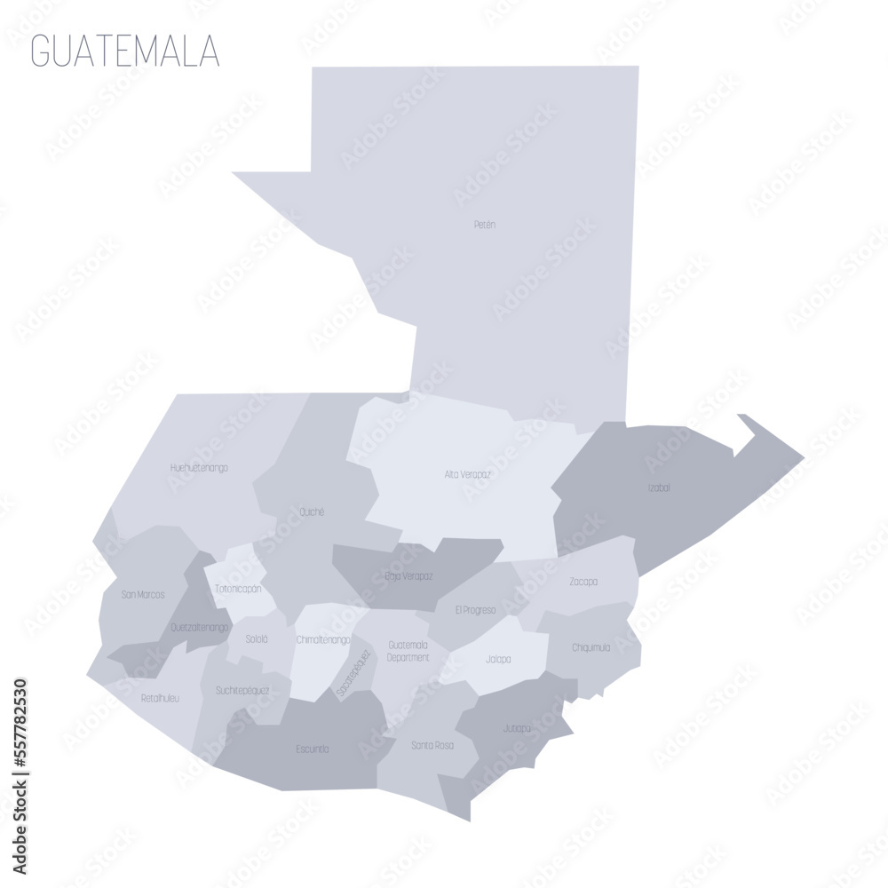 Guatemala political map of administrative divisions - departments. Grey ...