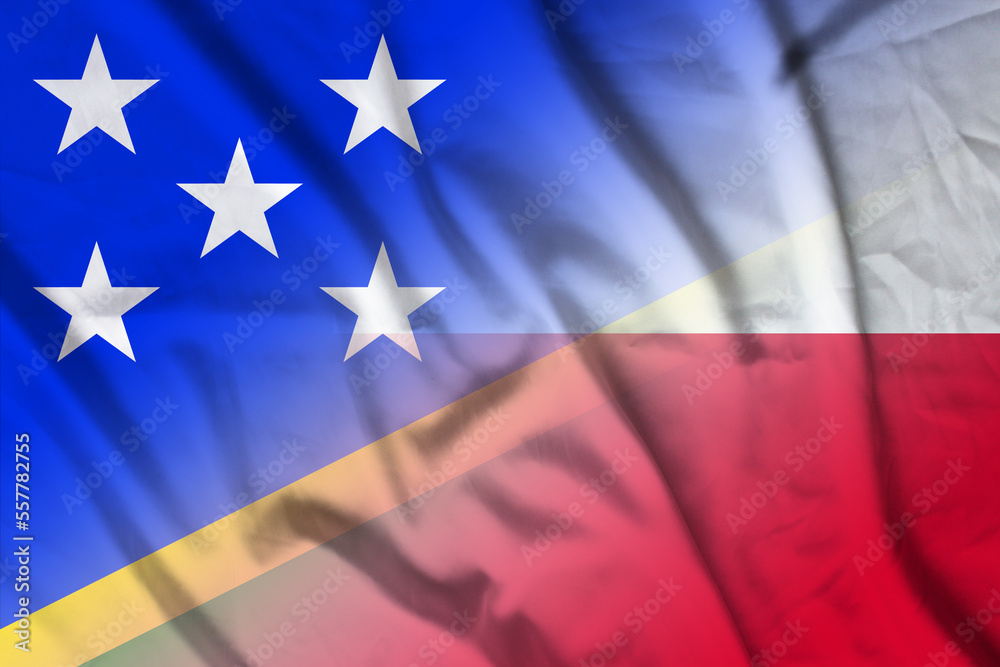 Fototapeta premium Solomon Islands and Chile state flag international contract CHN SLB