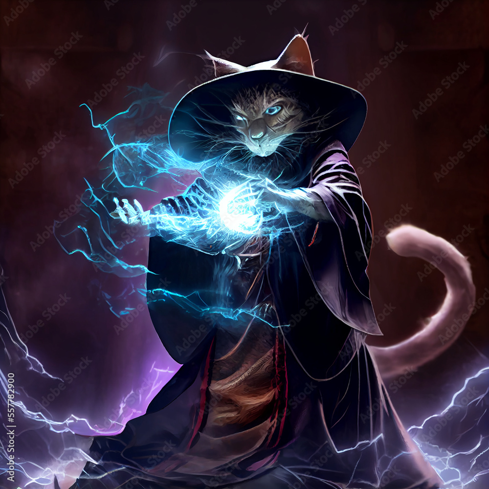 Manga tiger wizard ai art Stock Illustration | Adobe Stock