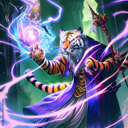 Manga tiger wizard ai art