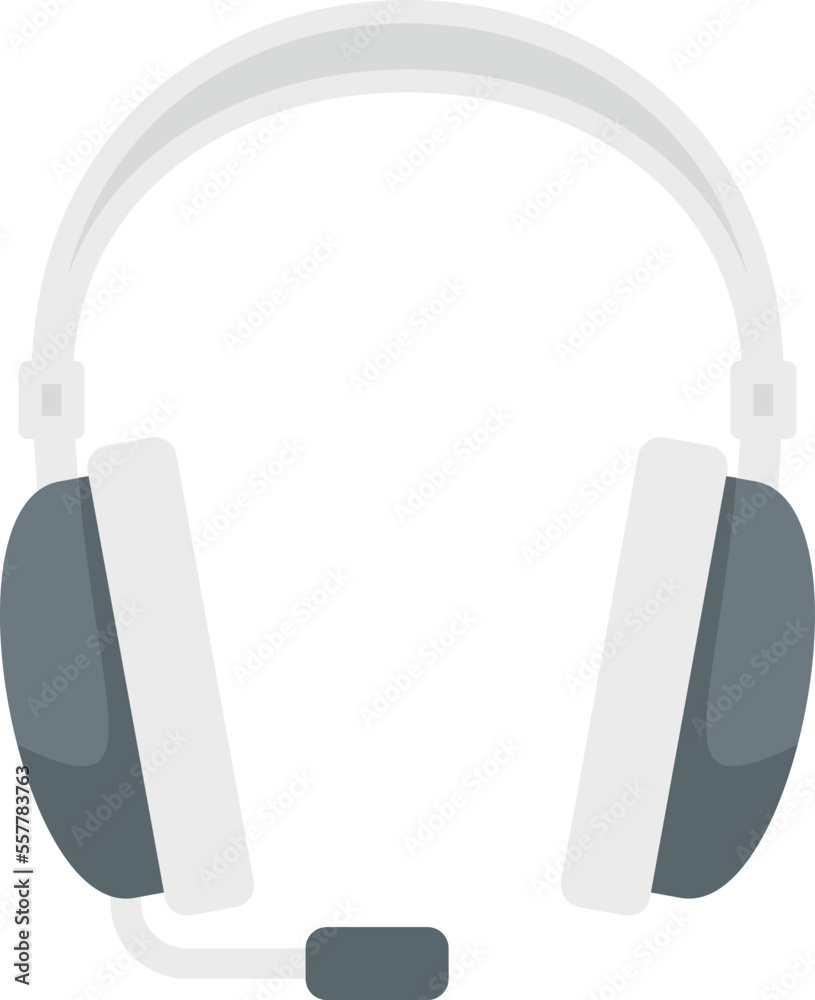 Support center headset icon flat vector. Headphone microphone. Customer service isolated Support center headset icon flat vector. Headphone microphone. Customer service isolated