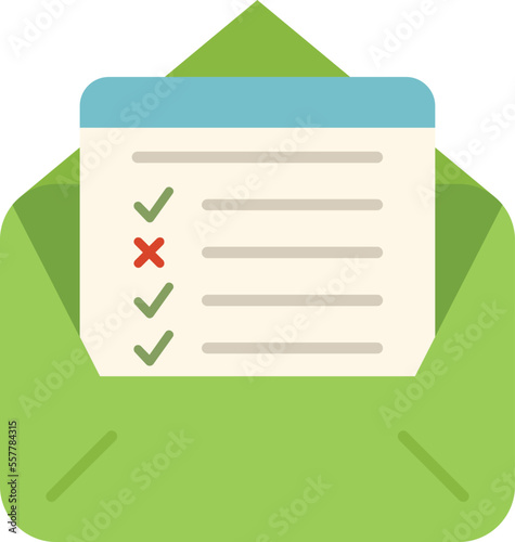 Mail exam icon flat vector. Final study. Work test isolated