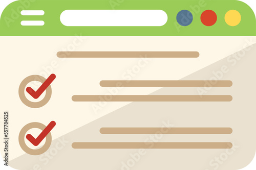 Website exam icon flat vector. Work test. Academic paper isolated