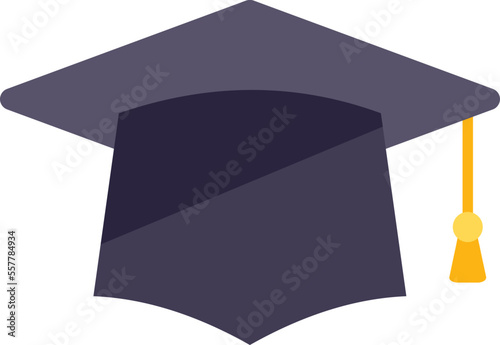 Graduation hat icon flat vector. Study exam. Academic paper isolated