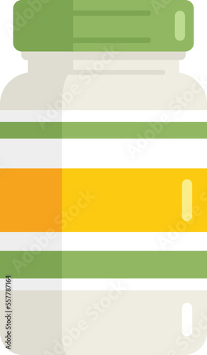 Probiotic pills icon flat vector. Lactobacillus bacteria. Gut bacterium isolated