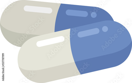 Probiotic capsule icon flat vector. Gut bacteria. Fermentation bacterium isolated