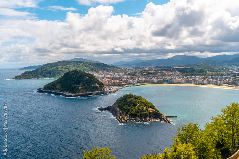 Views of the city of San Sebastián and Santa Clara Island from Mount Igeldo, Gipuzkoa