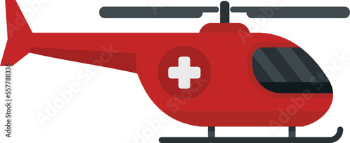 Rescue helicopter icon flat vector. Air ambulance. Medical emergency isolated