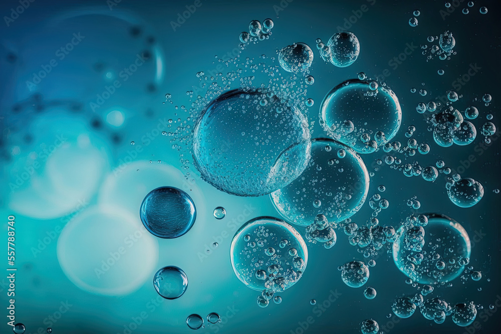 Abstract bubbles in water with a blue backdrop and large air bubbles. Generative AI Abstract bubbles in water with a blue backdrop and large air bubbles. Generative AI