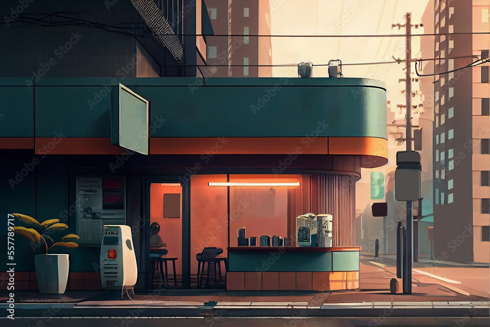 coffee shop, pixel art, anime aesthetic Stock Illustration | Adobe Stock