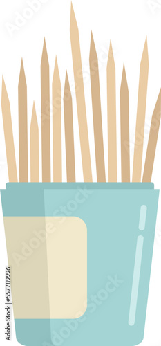 Thin toothpick icon flat vector. Tooth pick. Food stick isolated