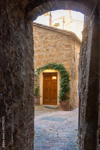 Beautiful street of Pienza  medieval  town in Tuscany