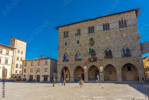 Pistoia, Italy, 18 April 2022:  Main square of the city center photo