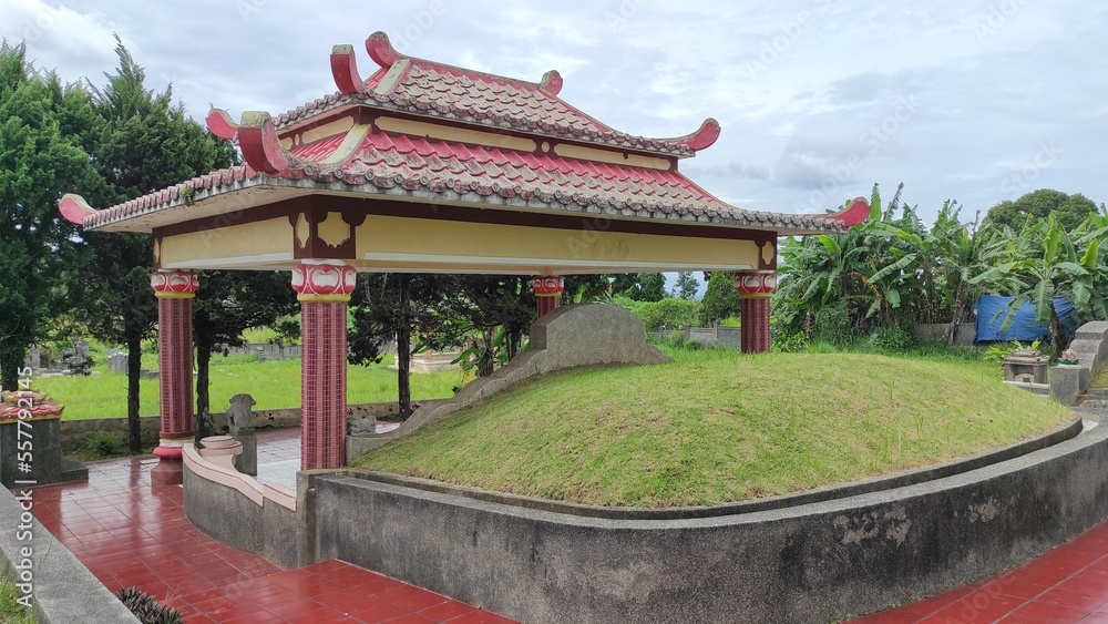 Abstract Defocused Blurred Background A magnificent tomb of Chinese descent in the Bandung area - Indonesia. Not Focus
