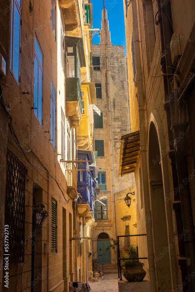 Street in Valletta old town,  Malta