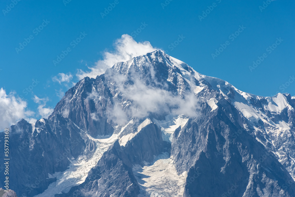 Amazing view over the Mont Blanc, the highest mountain of  Europe